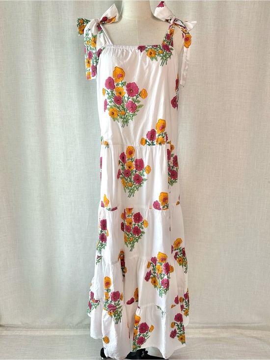 Victoria Dunn Dresses & Skirts - Victoria Dunn King Street Posies Floral Maxi Dress Cotton White Orange Pink XL